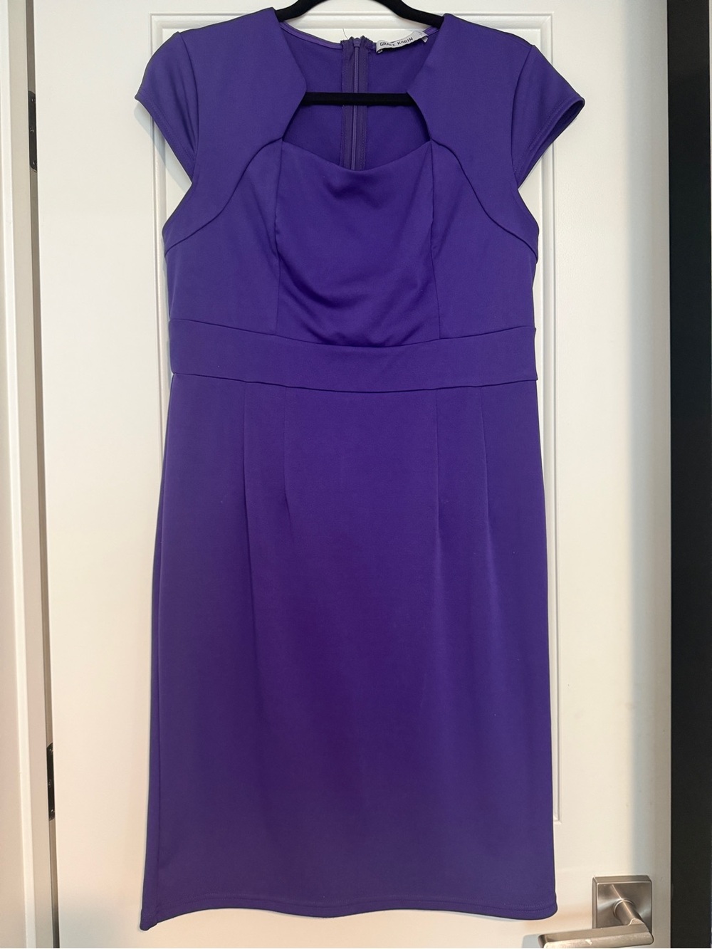 Purple Cap-Sleeve Sheath Dress